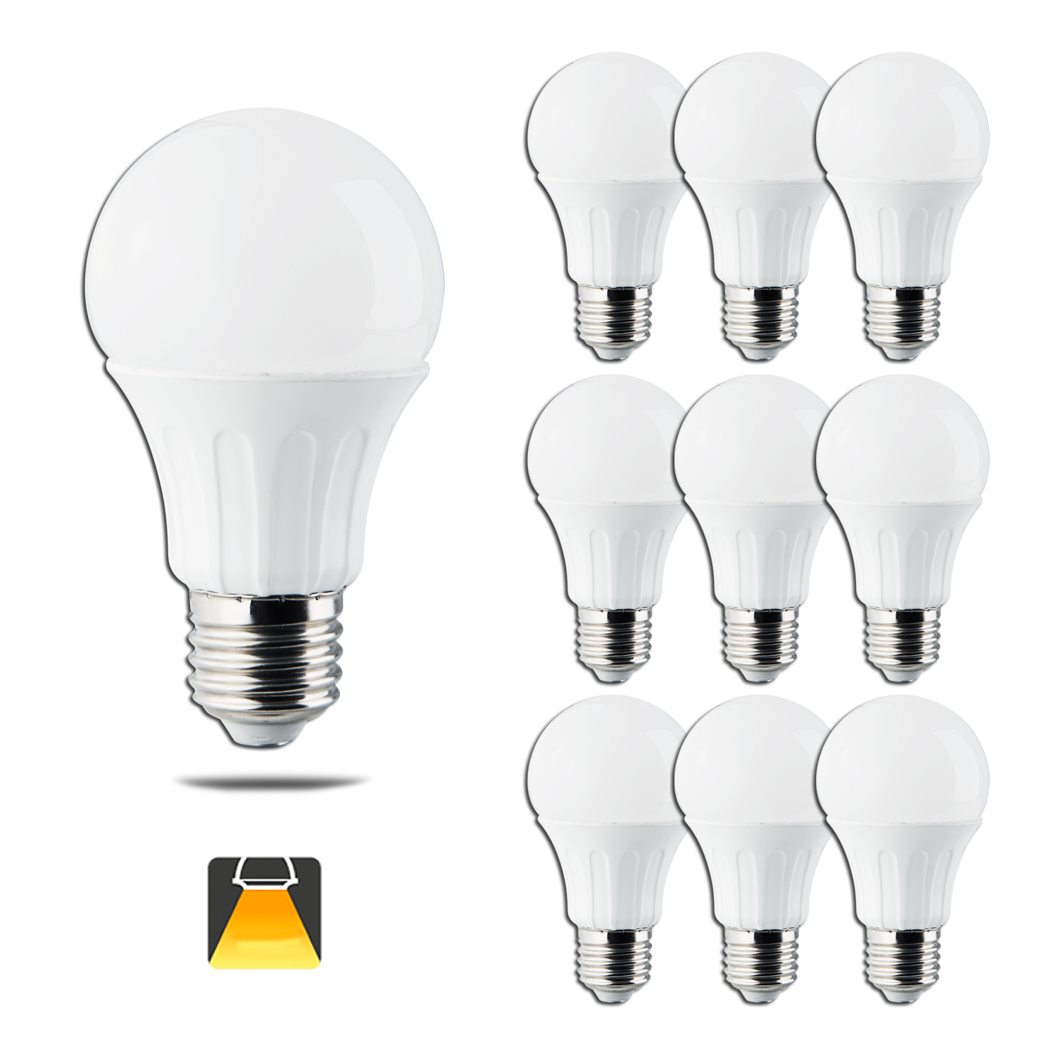 Aigostar - Confezione da 10 Lampadine LED A5 A60B, 11W, Attacco Piccolo E27, 935 lumen, Luce Calda 3000K [Classe di efficienza energetica A+]