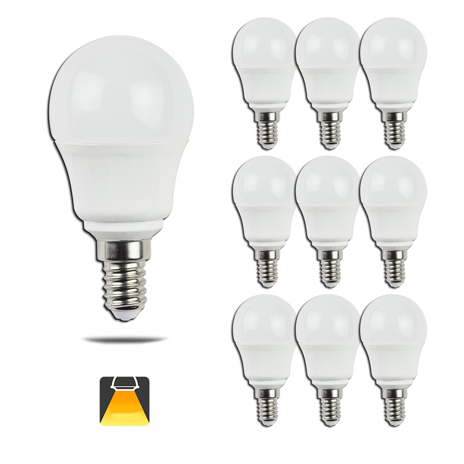 Aigostar - LED Lampadina E14, 5W (equivalenti a 40W), 400 lumen, Luce Calda 3000K， Pacco da 10.