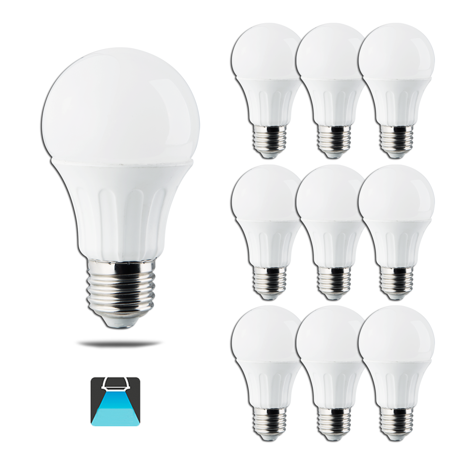 Aigostar - Confezione da 10 Lampadine LED A5 A60B, 10W, Attacco Piccolo E27, 850 lumen, Luce Bianca 6400K [Classe di efficienza energetica A+]