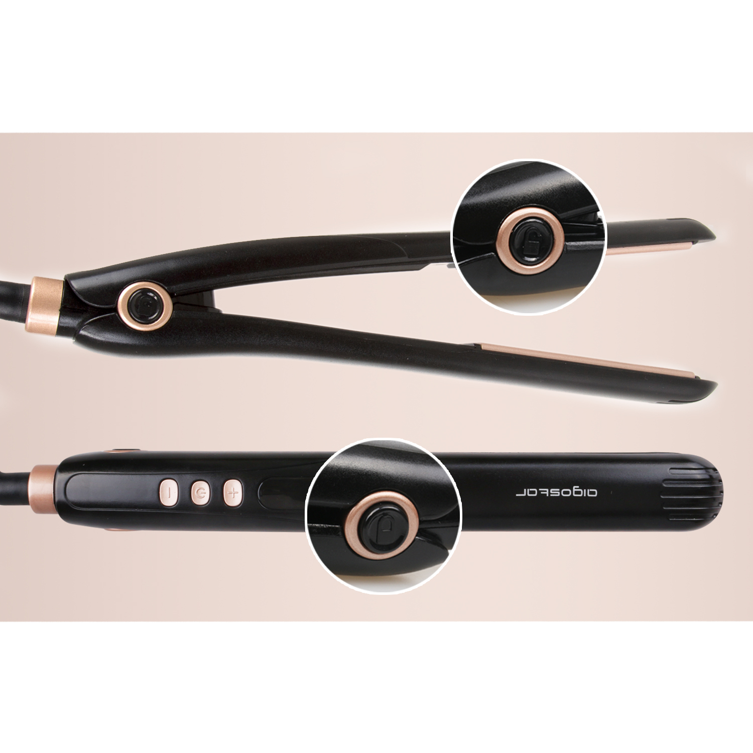 Aigostar Professional Hair Straightener, Salon Ceramic Flat Iron, Black. EINWEGVERPACKUNG.