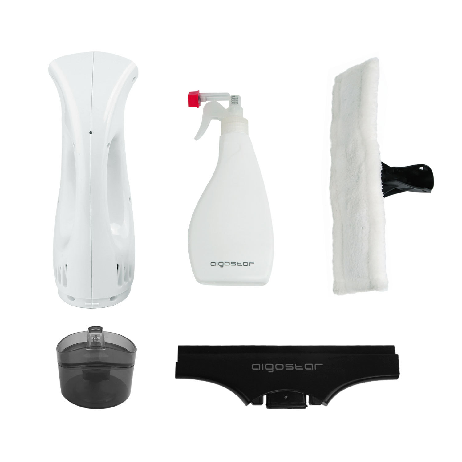 Aigostar Penguin 30DFV – 12W Aspirador limpiacristales especialmente diseñado para limpiar ventanas. Inalámbrico, incluye vaporizador, boquilla con paño de microfibra y aspiradoras intercambiables