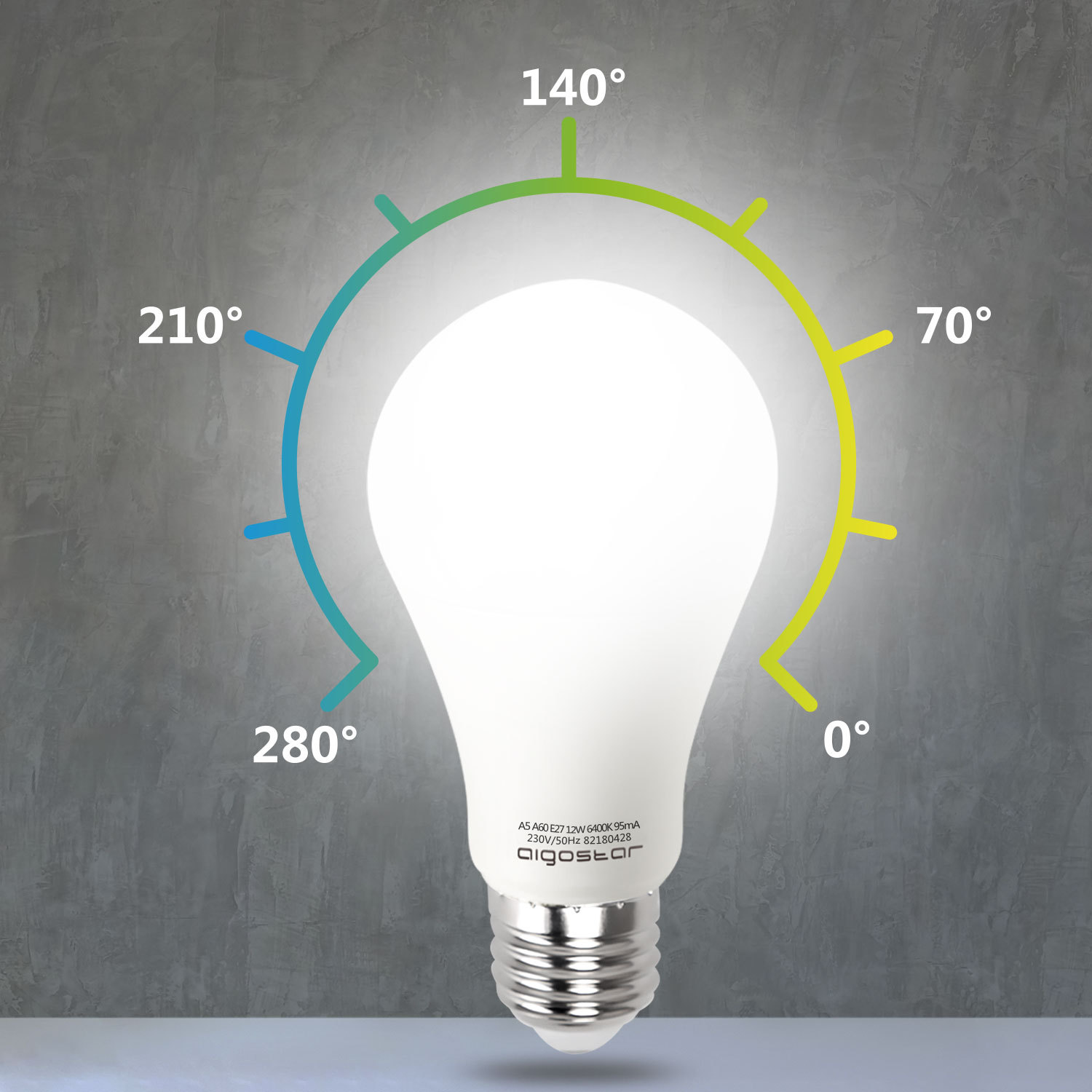 Aigostar - LED Lampe E27, Kaltweißes Licht 6400K，12W(ersetzt 73W), 1020 Lumen, Multipack mit 5 Lampen.[Energieklasse A+](10)