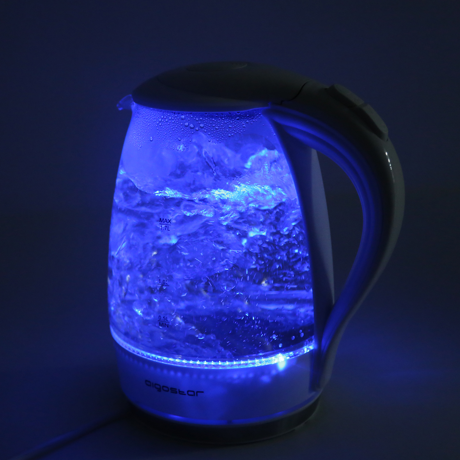 Aigostar Eve 30GON- Szklany czajnik z podświetleniem LED, 2200W , 1.7 L. Zabezpieczenie przed przegrzaniem, BPA Free, Biały ekskluzywny projekt