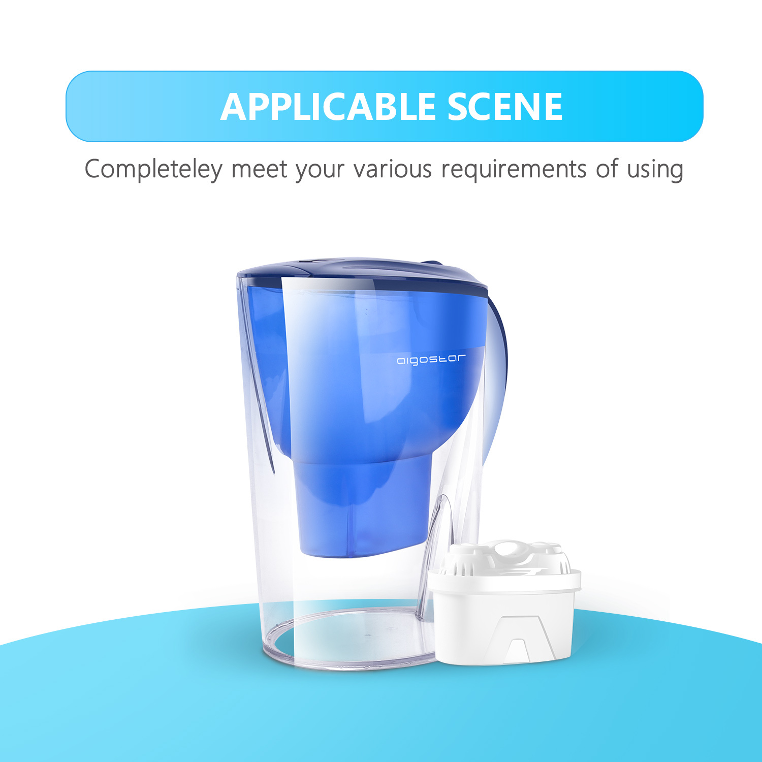 Aigostar Pack de 6 filtros para jarra de agua. Filtros de repuesto para jarra de agua Aigostar, duración 60 días por cada cartucho. Libre de BPA.