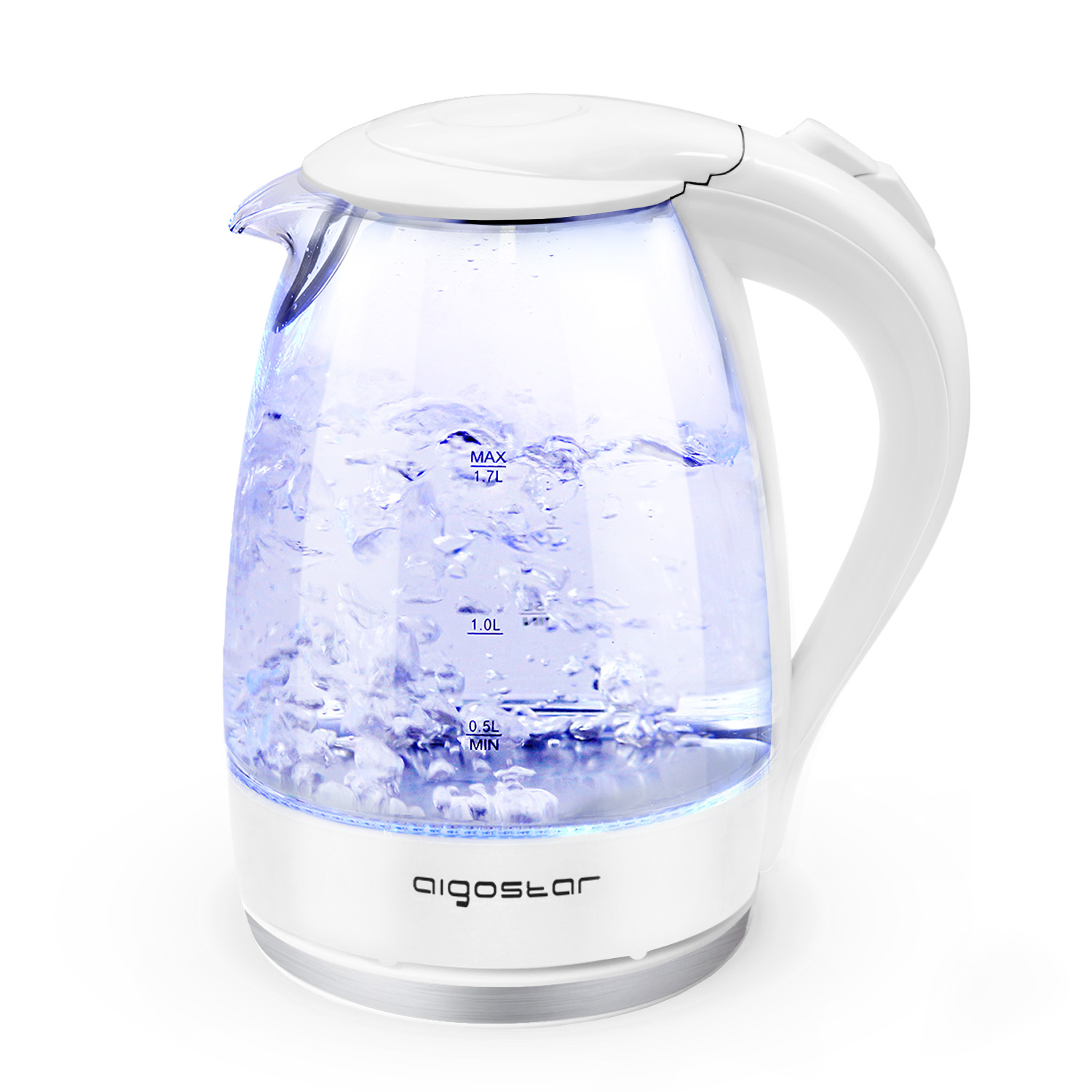 Aigostar Eve - Glass Electric Tea Kettle 1.7L 57OZ Cordless Electric Kettle with Blue Led(188337)