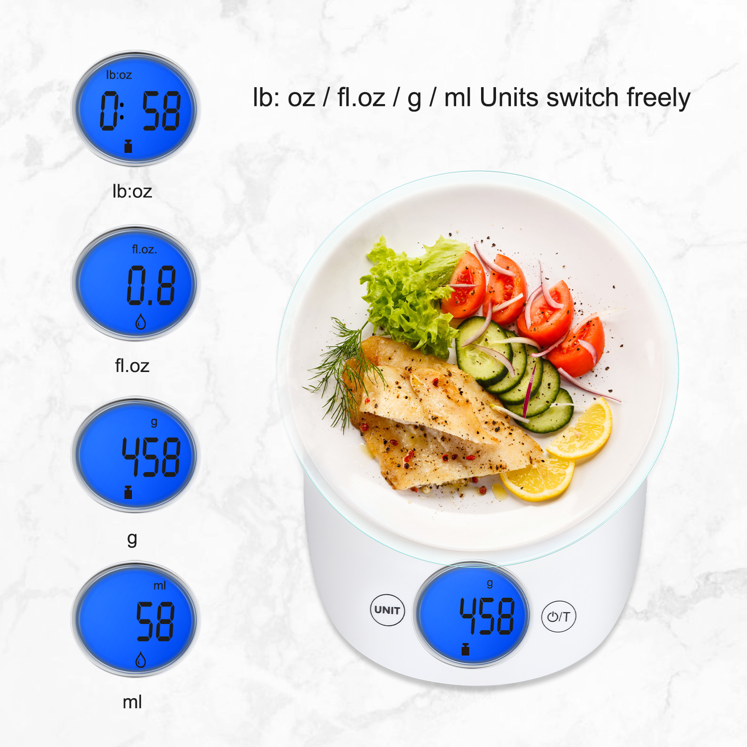 Aigostar Otis 33QUB - Bilancia da cucina digitale con display LCD (213503)