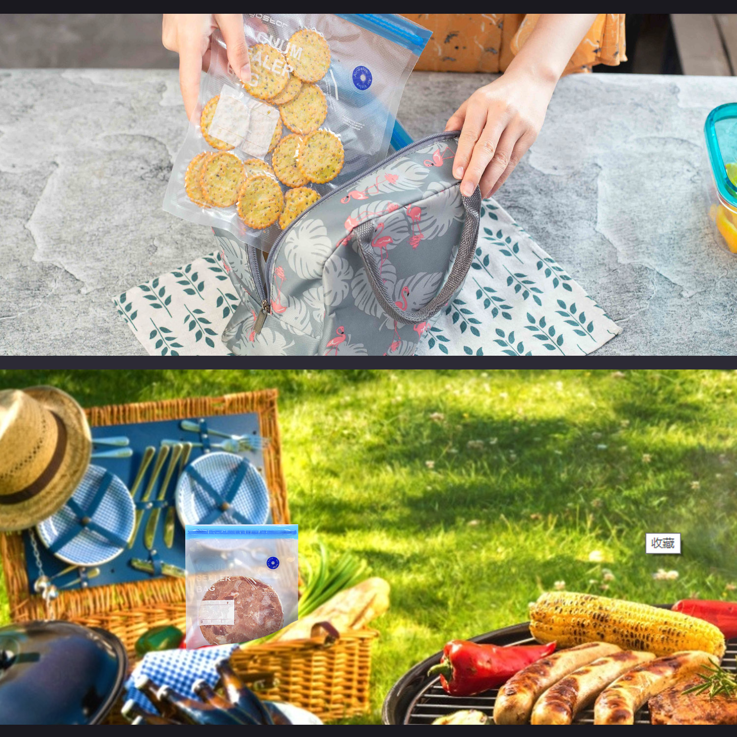 Aigostar - Sous Vide-Taschen BPA-freie wiederverwendbare Lebensmittel-Vakuumierbeutel für die Aufbewahrung von Lebensmitteln, platzsparend und gefriersicher, passend für jeden Sous Vide-Herd, 30 Reißverschlusstaschen, 3 Größen
