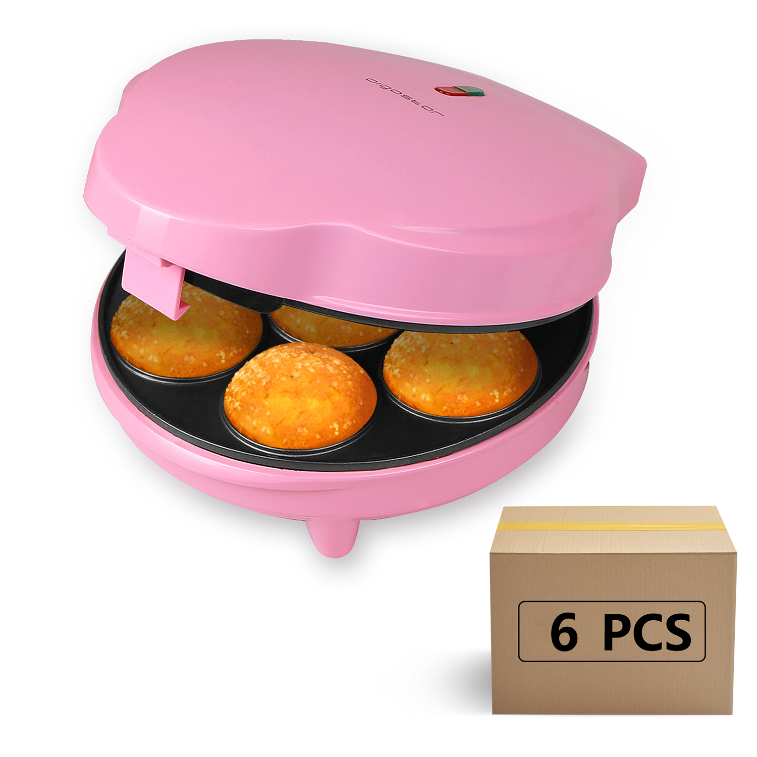 Macchina per Cupcake/Muffin con 7 fori Aigostar Popcaker Pink 30CEU Piatti Antiaderenti Design esclusivo. 700 Watt 