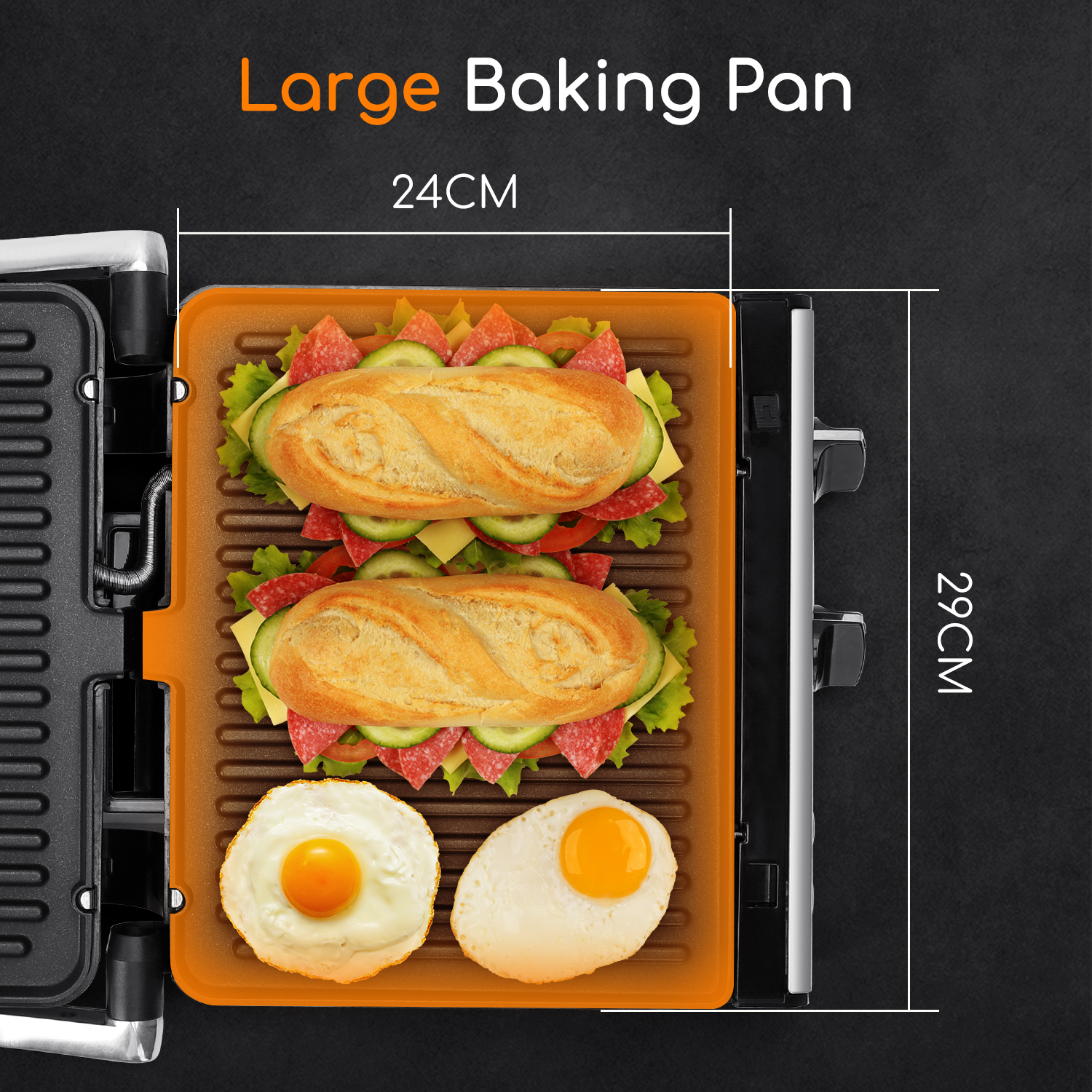 Aigostar Max 30 HIX - Grill, appareil à paninis et sandwichs avec plaques amovibles de grande taille (29 x 24cm). 2000W, ouverture à 180º, température et minuterie réglables. Sans BPA.