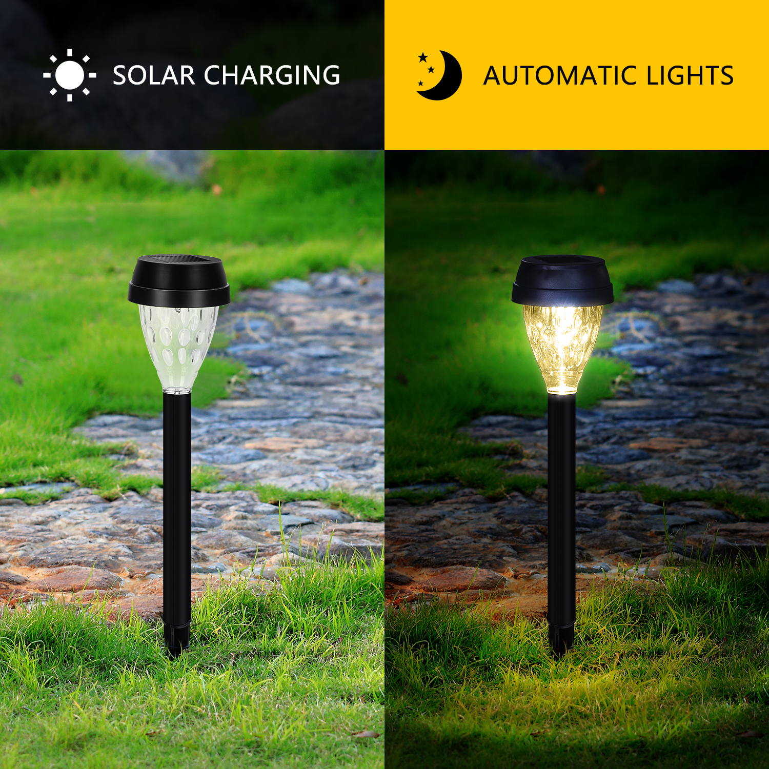 12 Pack Solar Pathway Lights, Aigostar Solar Powered Garden Lights, Waterproof LED Solar Landscape Lights for Patio, Walkway, Lawn, Yard and Driveway, Warm White