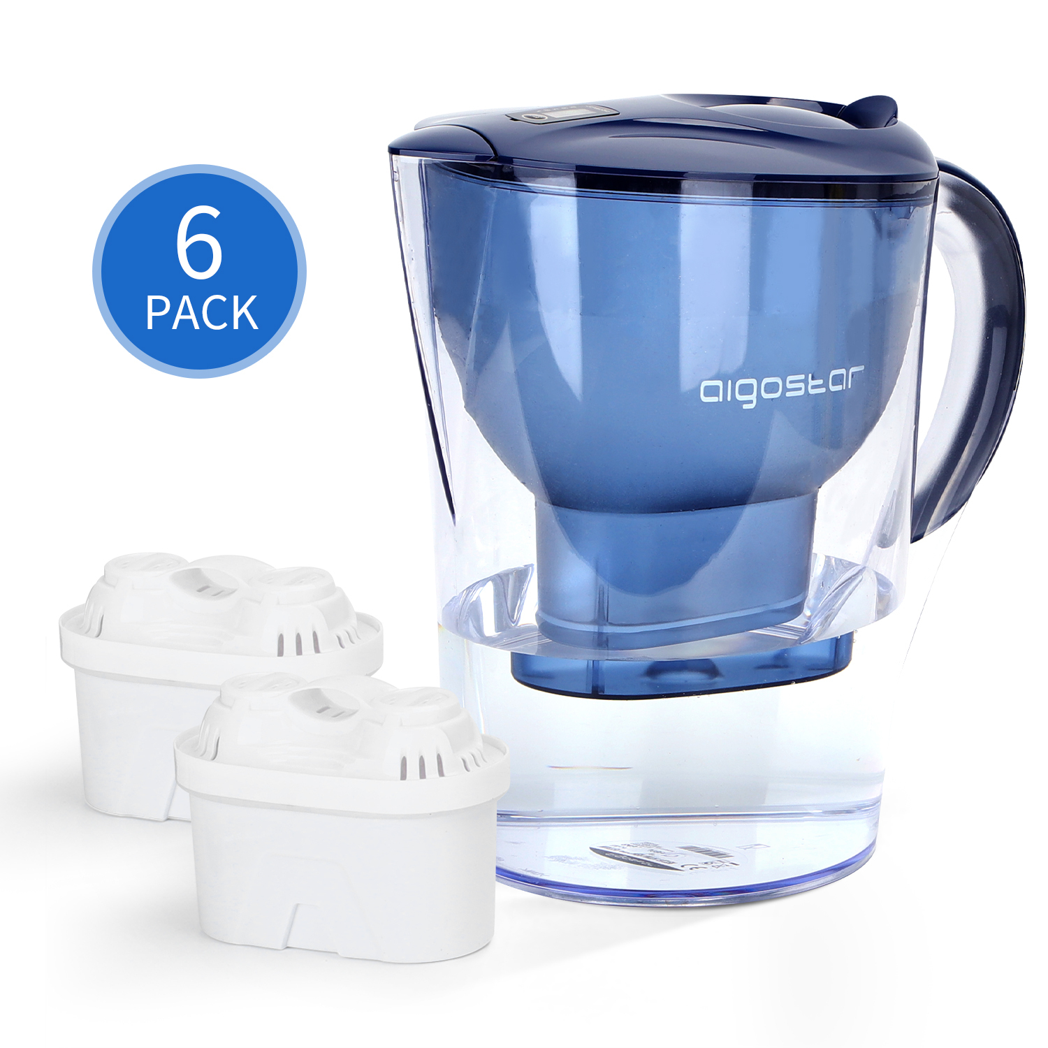 Aigostar pack Acqua – Aigostar Pure Caraffa filtrante per l'acqua + Aigostar 3 Filtri Pure x 60 giorni, Cartucce per caraffe filtranti