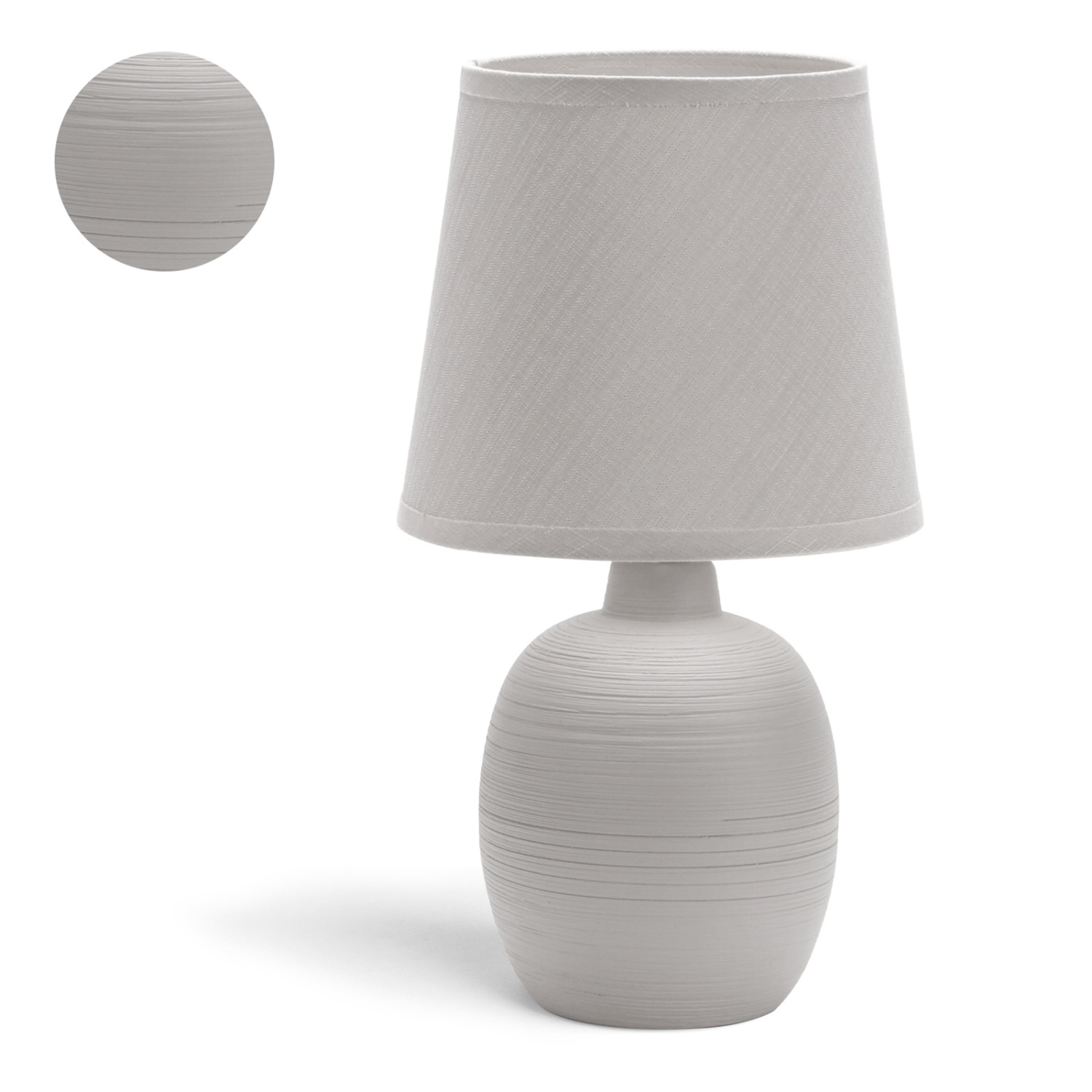 Aigostar - Lampada da Comodino, Moderna Lampada da Tavolo Base in Ceramica Paralume in Stoffa, Attacco E14, 17 * 17 * 31cm Cavo 1.3 Metri, Design Vintage.
