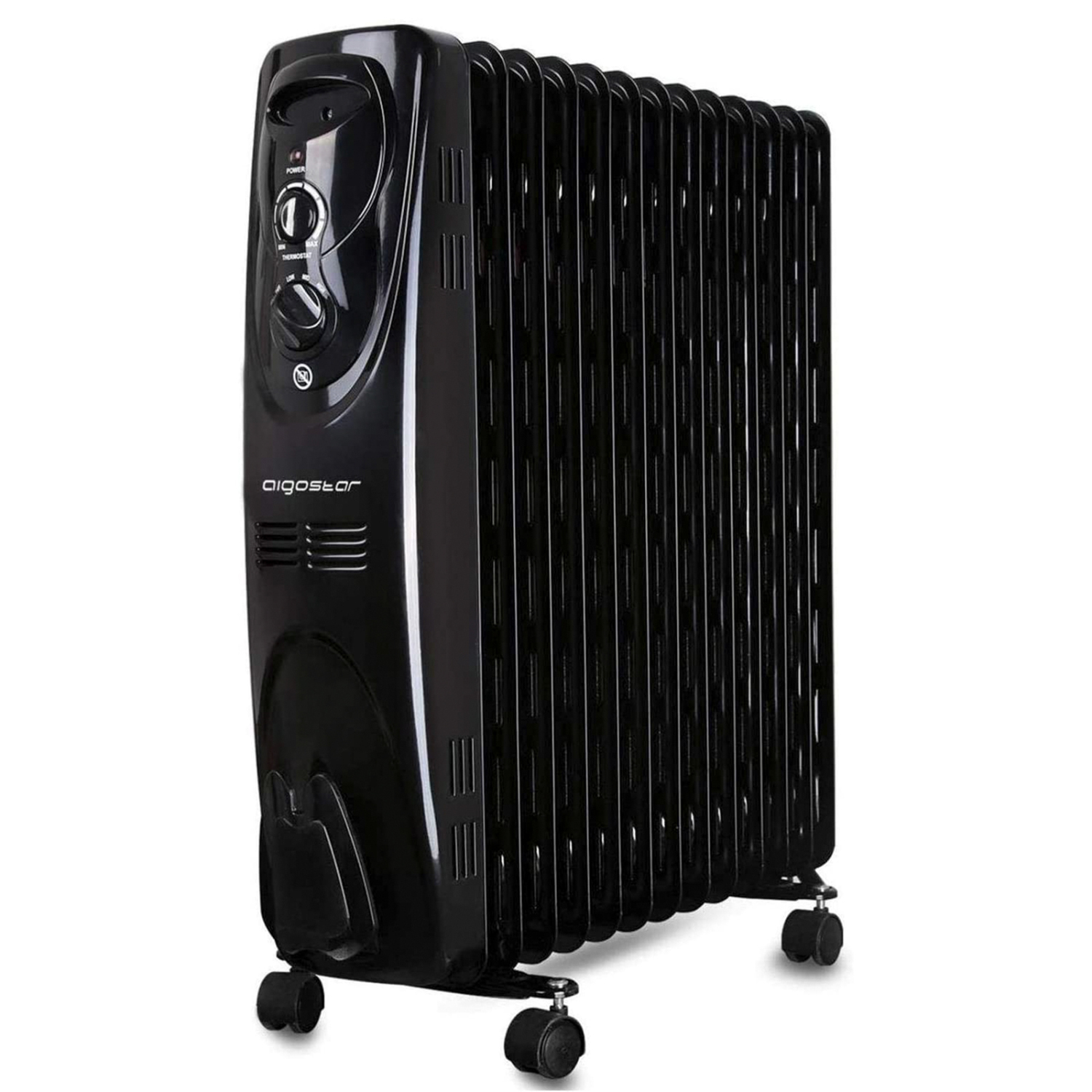 Aigostar Black Forest 33JIF - Safe Heat 2500W Radiatore portatile a olio, 13 elementi con tre regolazioni termiche e controllo termostato. Design esclusivo.