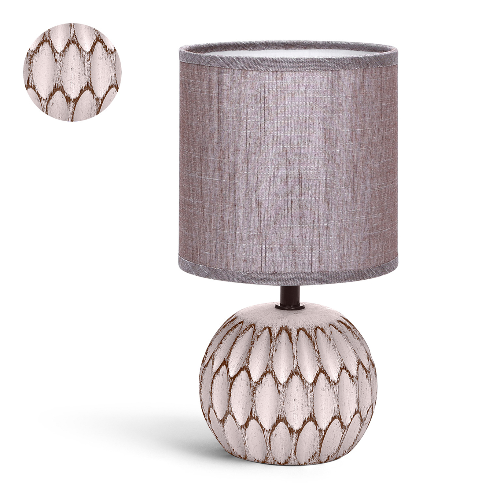 Lampada da Comodino, Moderna Lampada da Tavolo Base in Ceramica Paralume in Stoffa(197230)