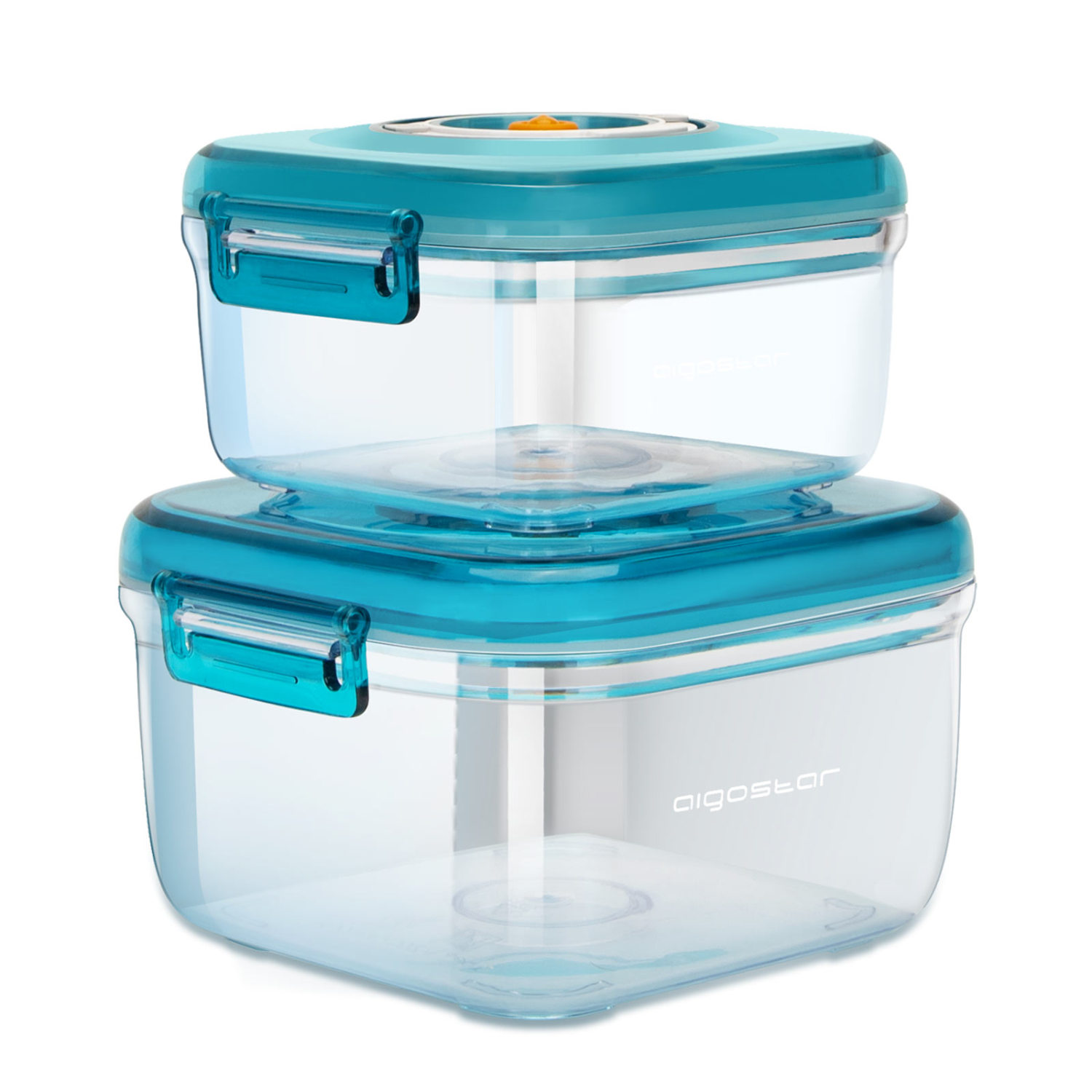 Aigostar - Pack de 2 boîtes de stockage d’aliments sous vide. Matériaux durables et de grade alimentaire. Étanches, de couleur bleu.