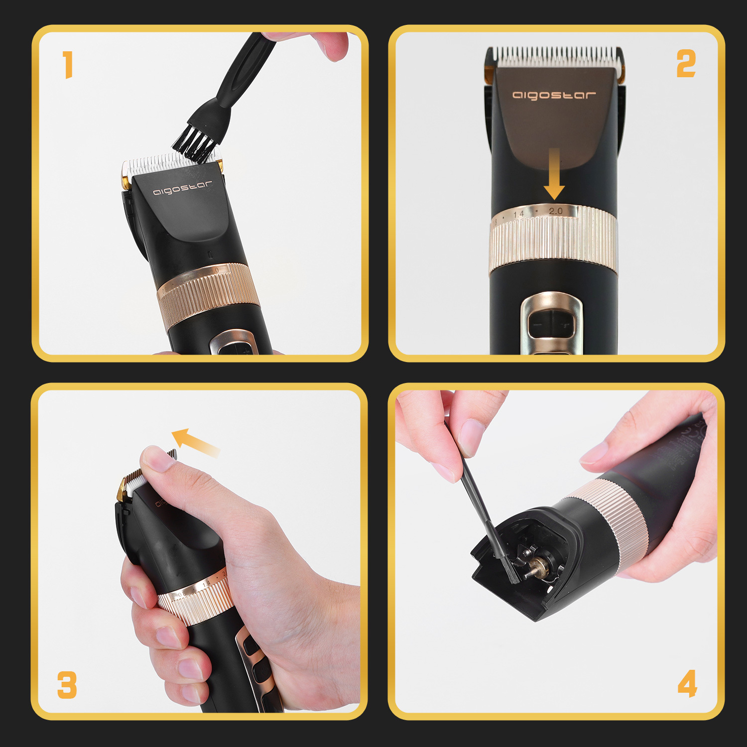 Aigostar Tendeuse Cheveux pour Hommes Professionel avec Écran LED Tondeuse Electriques pour Usage Domestique et Salon de Coiffure Avec 4 Peignes de Guidage