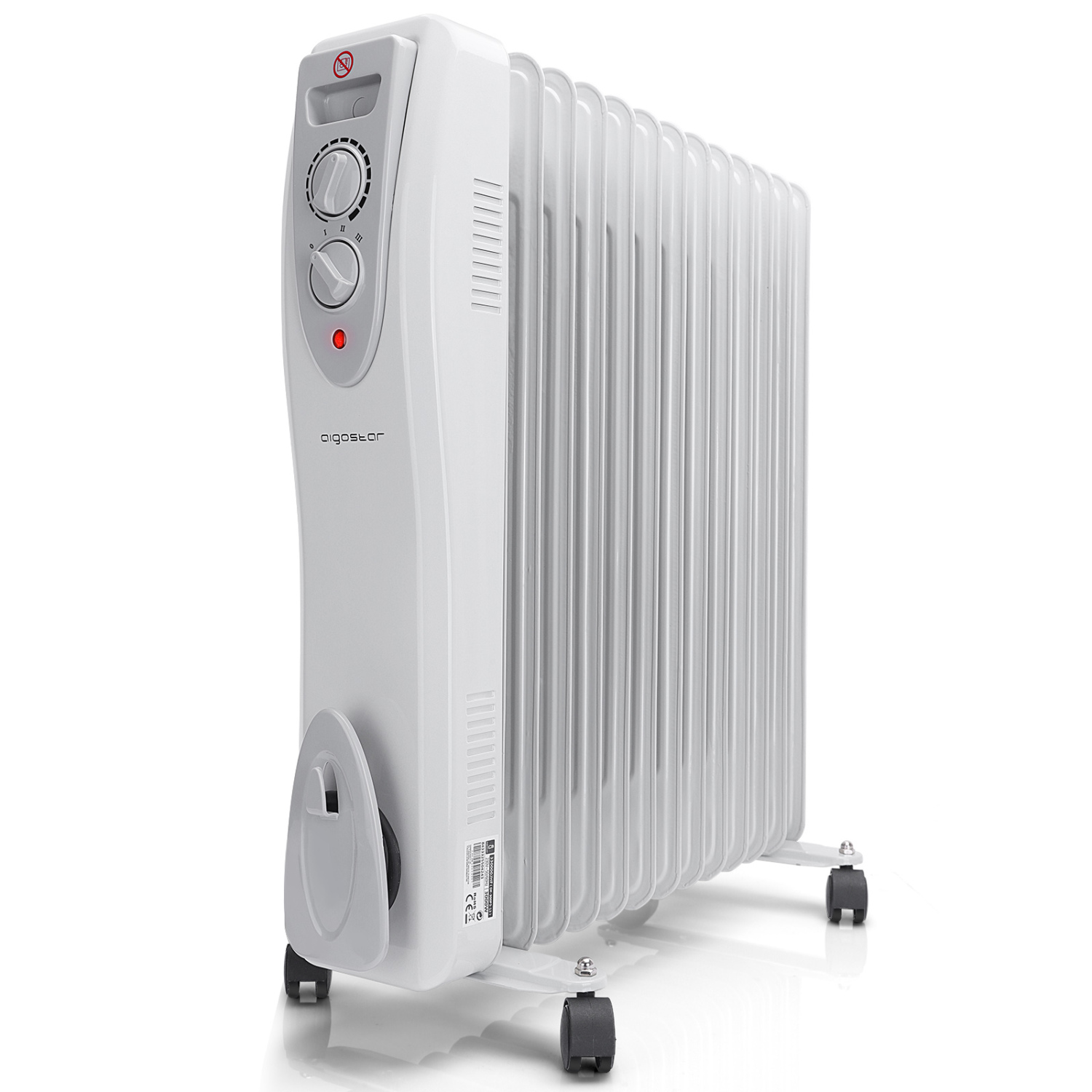 Aigostar Warm Snow 33JHF -Safe Heat 2500W Radiatore portatile a olio, 13 elementi con tre regolazioni termiche e controllo termostato. Design esclusivo.