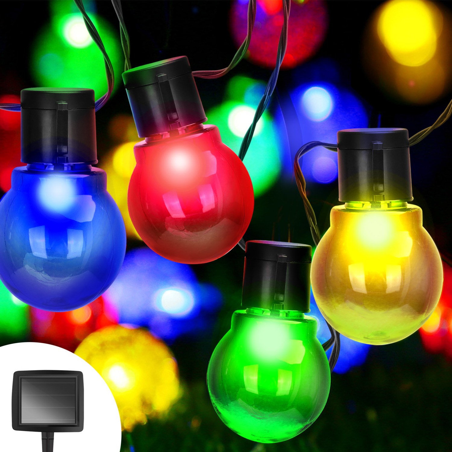Aigostar - Stringa di luce solare Led da 20 lampadine impermeabile Multicolore da 5.8 Metri, ideale per esterno, luce da giardino Perfetto per la decorazione a casa e alle feste, o luce natalizio.