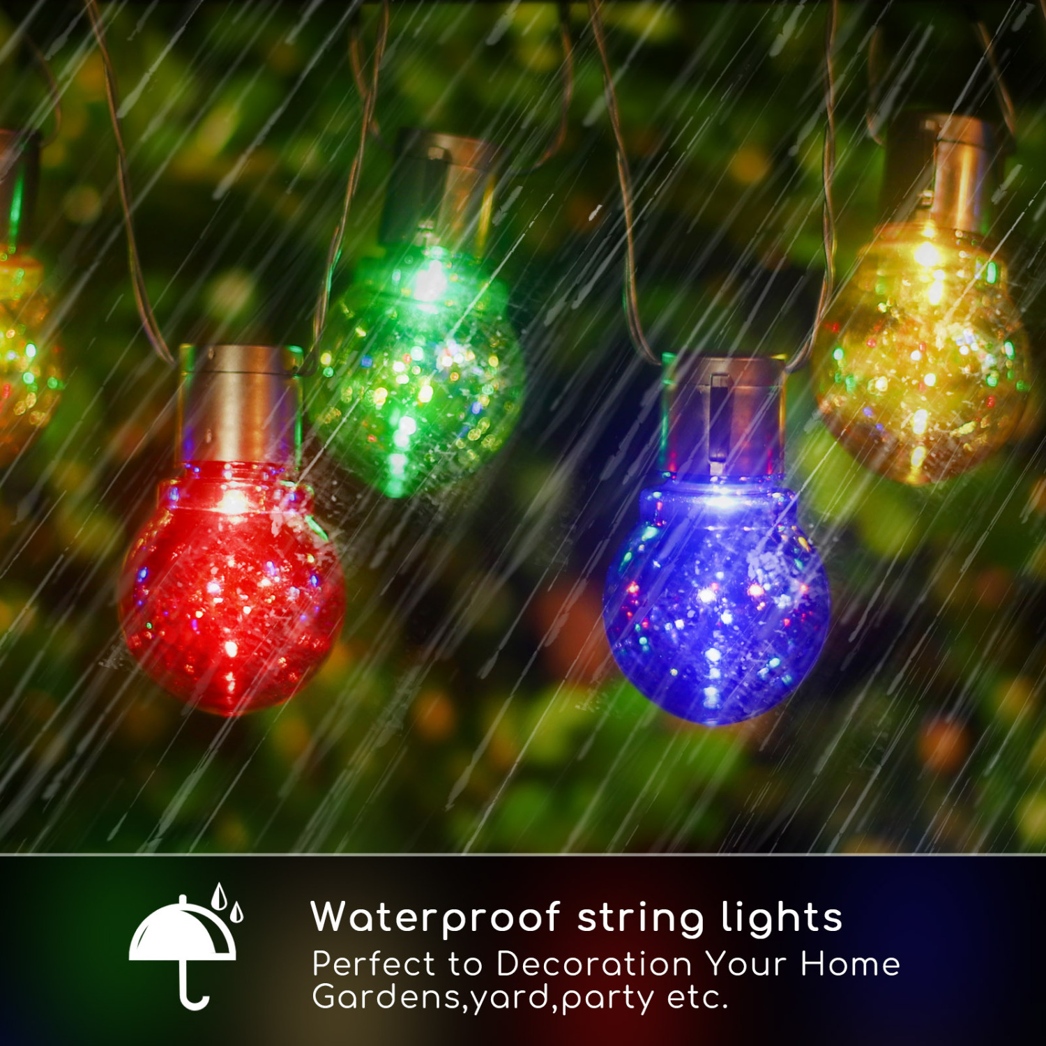 Aigostar - Stringa di luce solare Led da 20 lampadine impermeabile Multicolore da 5.8 Metri, ideale per esterno, luce da giardino Perfetto per la decorazione a casa e alle feste, o luce natalizio.