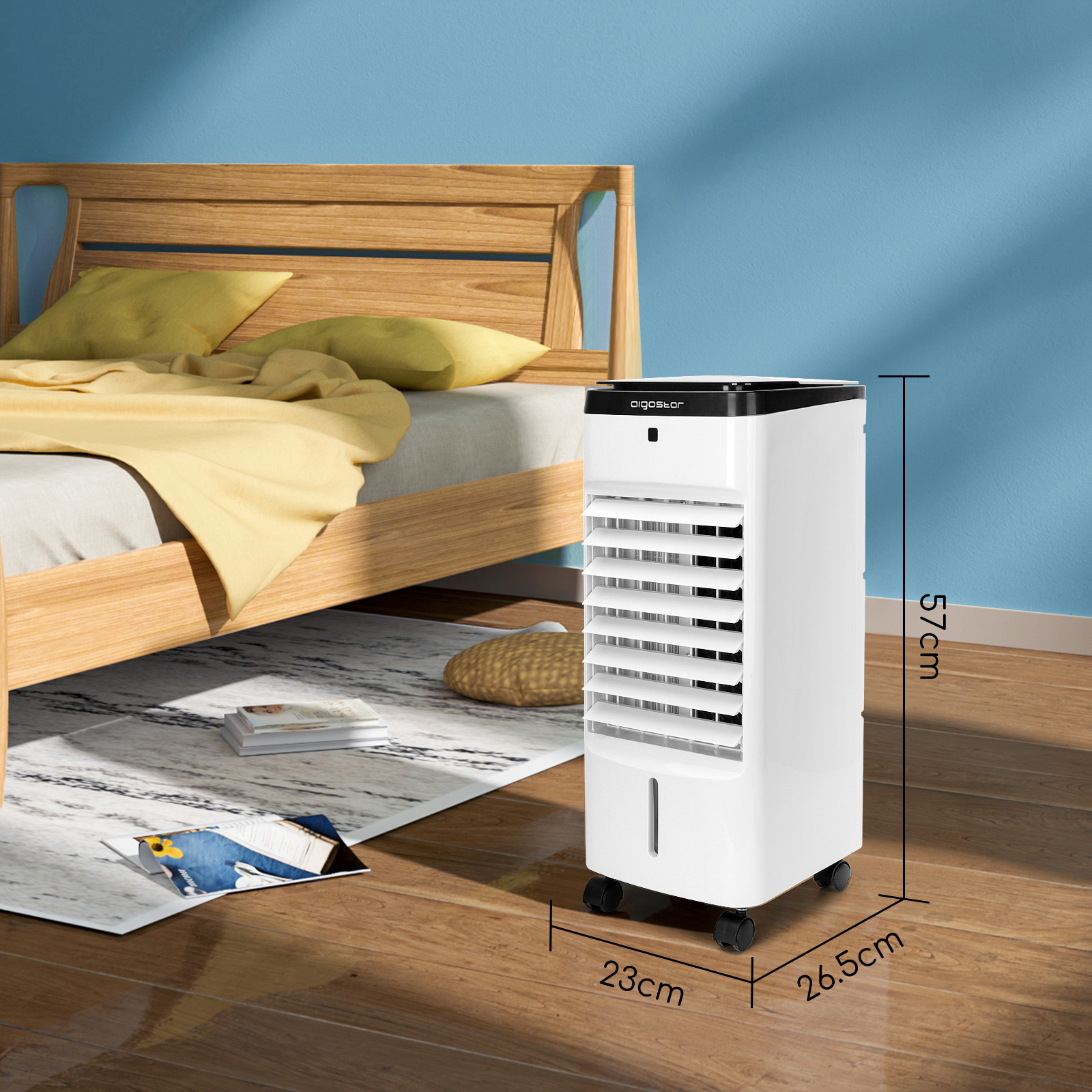 Aigostar Mobiler Luftkühler 4-in-1 Ventilator Wasserkühlung, Klima Ventilator mit Fernbedienung(211233)