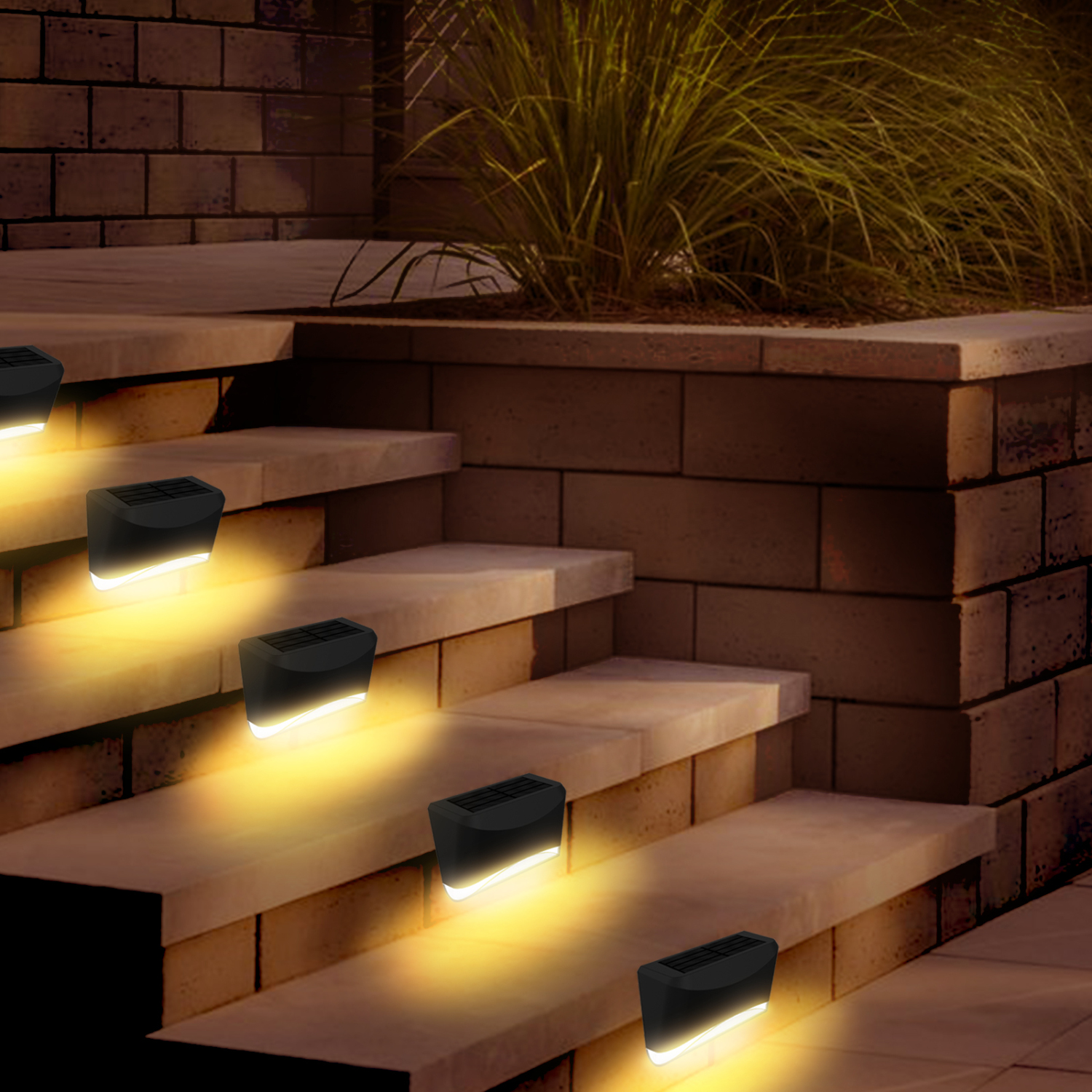 Aigostar Solar Deck Lights Outdoor, 12 Pack Solar Step Lights Waterproof Led Fence Light Solar Powered, Outdoor Lighting for Stairs Patio Garden Pathway Walkway Railing & Driveway, Warm White