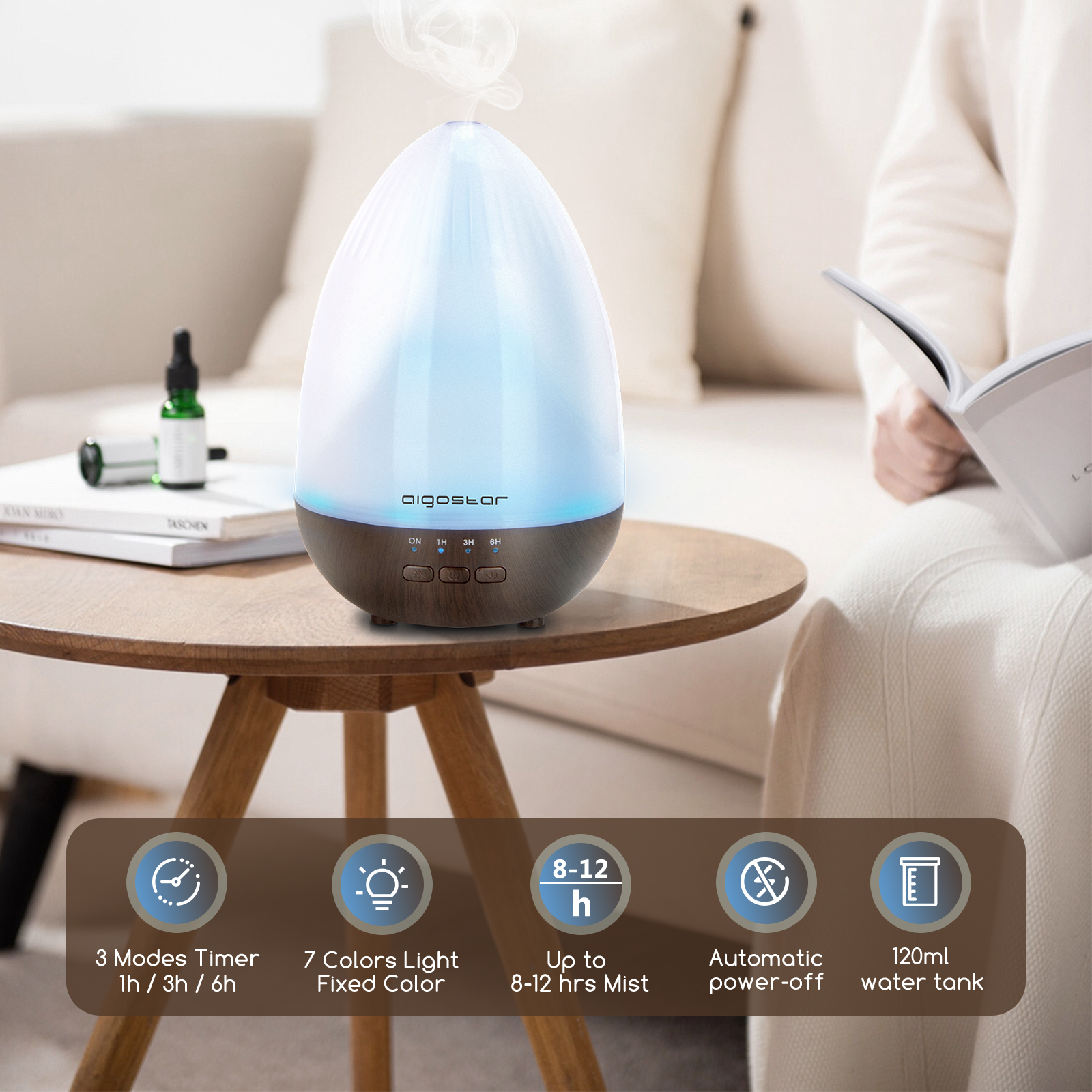NEW Electric Air Diffuser Aroma Oil Humidifier Night Light Up Color Home Decor 