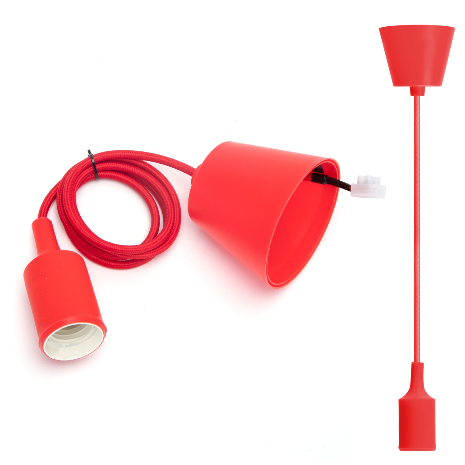 Aigostar Portalámparas Colgante de Plástico E27,100cm Cable con Soporte de Techo,Accesorios de La Lámpara DIY,Rojo