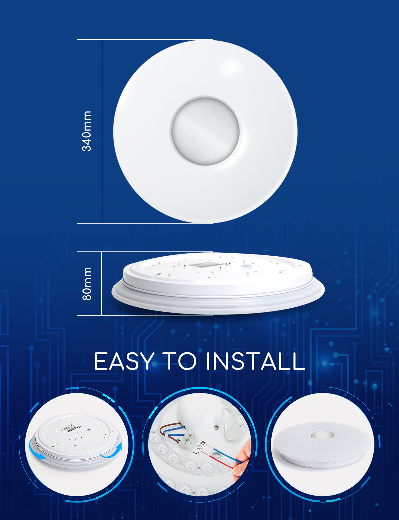 Aigostar LED Deckenleuchte Dimmbar 18W, Smart LED Deckenlampe, WIFI App- oder Sprachsteuerung, kompatibel mit Alexa und Google Home, 1300lm, 3000K-6500K（Gleichwertige Glühlampe 75W)