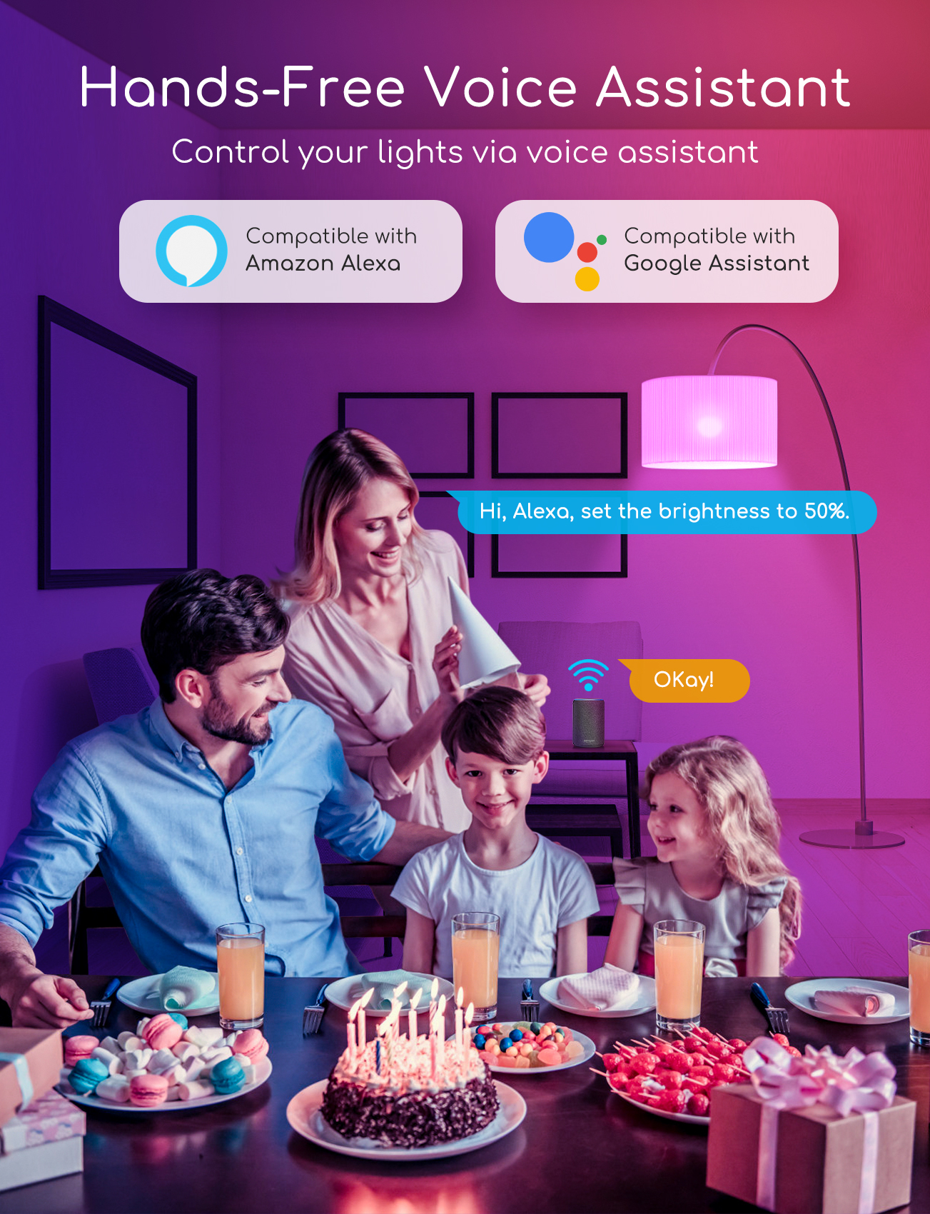 Aigostar Alexa Glühbirnen E27 Wlan Smart LED-Lampe, 5W Mehrfarbige Dimmbare , App Steuern Kompatibel mit Alexa und Google Home, Fernbedienung, Sprachsteuerung, kein Hub erforderlich, 2.4GHz (5 Packs)