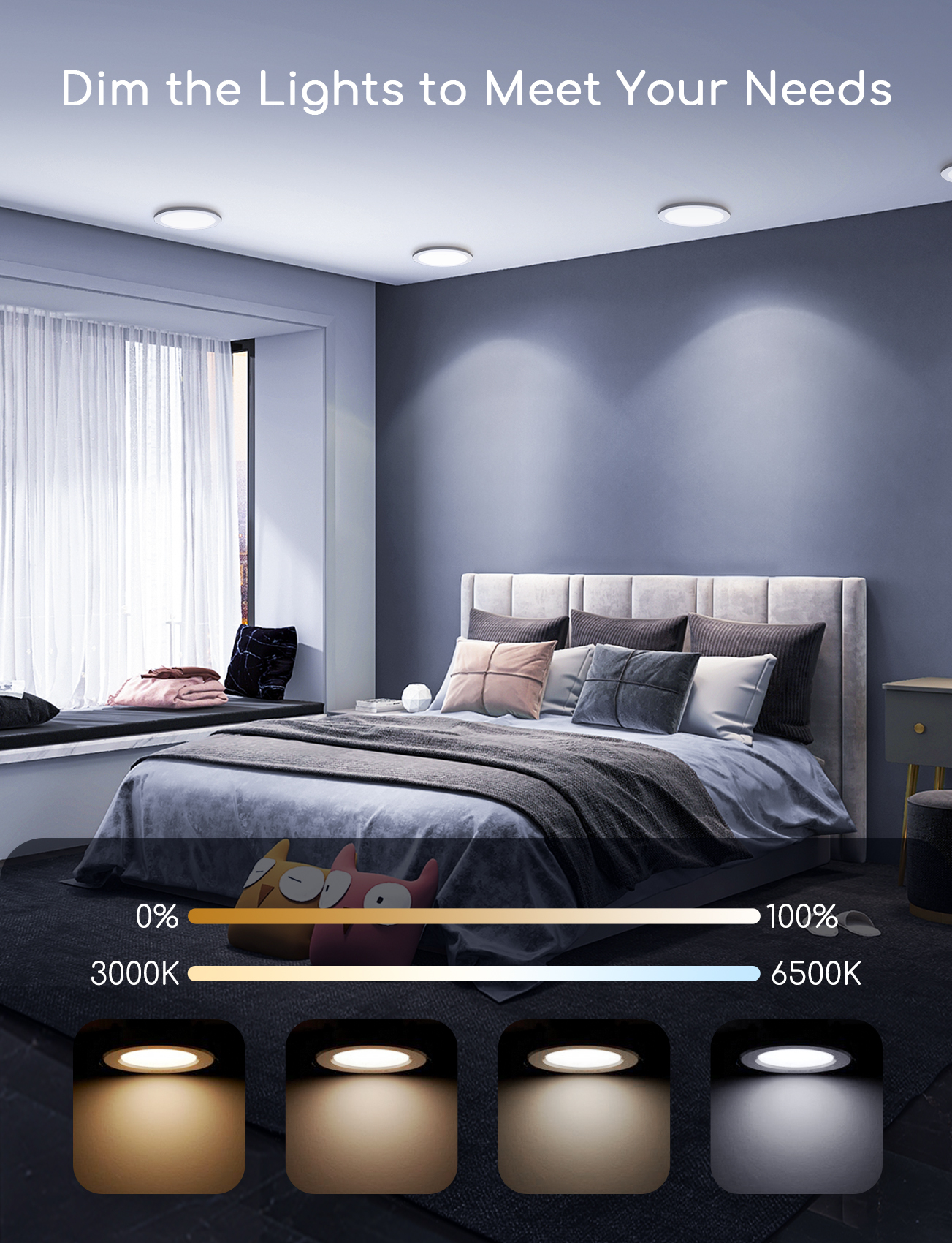 Aigostar LED Einbaustrahler Dimmbar 18W 1380LM Smart CCT 3000-6500K Farbwechsel Warmweiße/Kaltweiß, ultra flach Einbauleuchten Kompatibel mit Alexa/Google Home [Energieklasse A+]