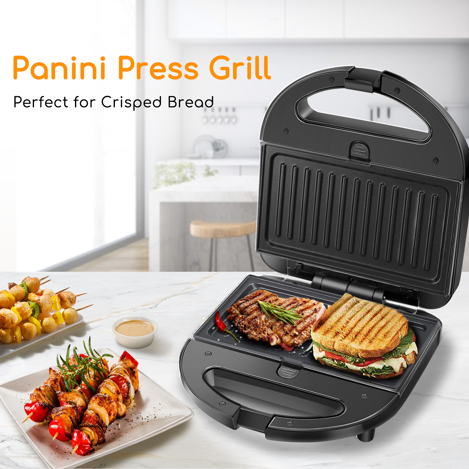 Easy to Clean Sandwich Waffle Maker Non-Stick Panini Press Plates Toastie Maker Electric Grill 