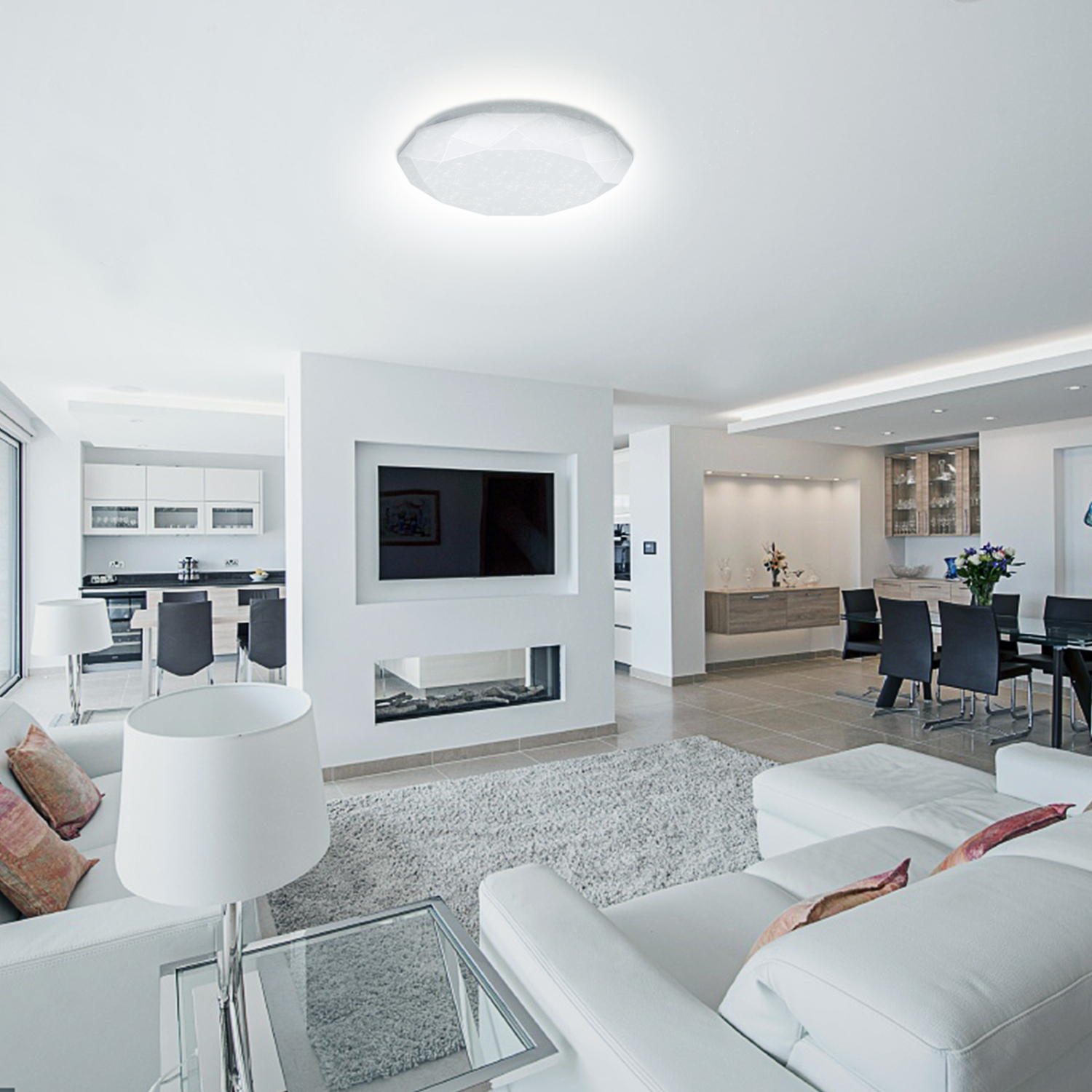 Aigostar Plafoniera LED soffitto da 24W, 1600LM. Luce bianca fredda 6500K, alta luminosità, plafoniera a LED, decoro a stelle, perfetta per soggiorni, camere da letto, cucine, balconi o corridoi