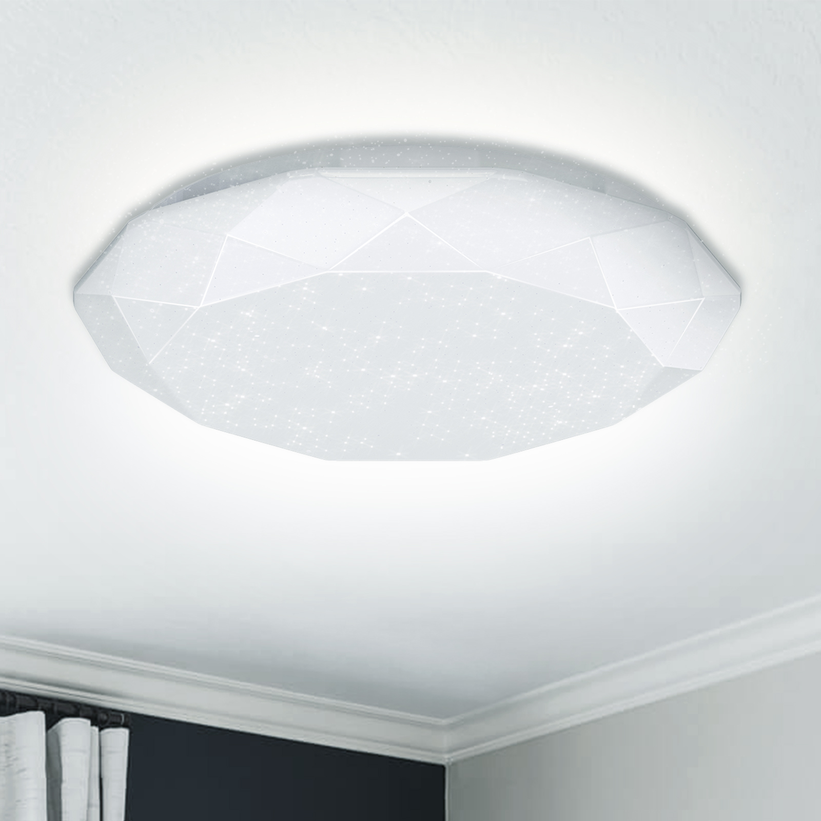 Aigostar Plafoniera LED soffitto da 24W, 1600LM. Luce bianca fredda 6500K, alta luminosità, plafoniera a LED, decoro a stelle, perfetta per soggiorni, camere da letto, cucine, balconi o corridoi