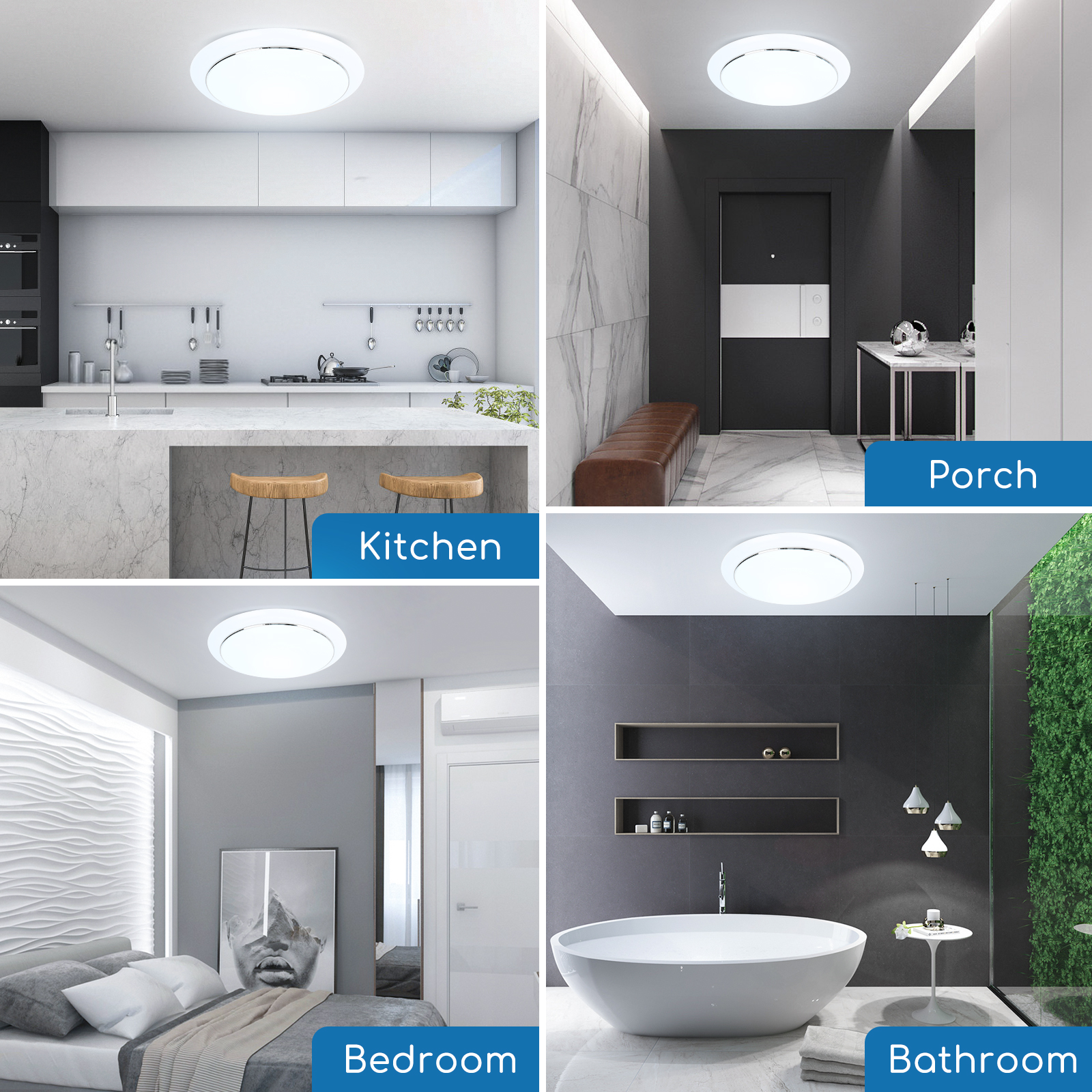Aigostar Plafón LED de techo diamante 12W, 840lm y luz blanca fría 6500K. lámpara de techo LED, perfecta para salas de estar, dormitorios, cocinas, balcones o pasillos
