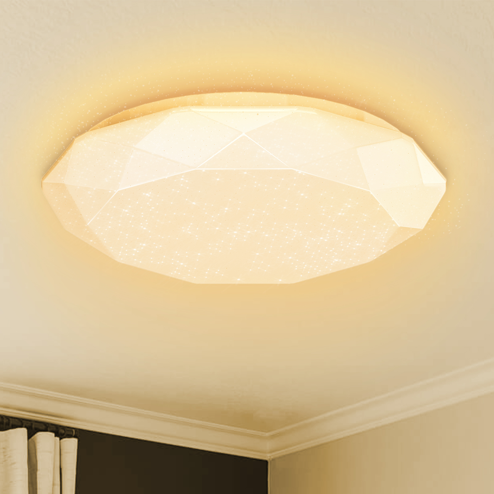 Aigostar Plafoniera LED soffitto da 20W, 1400LM. Luce calda 3000K, alta luminosità, plafoniera a LED, decoro a stelle, perfetta per soggiorni, camere da letto, cucine, balconi o corridoi