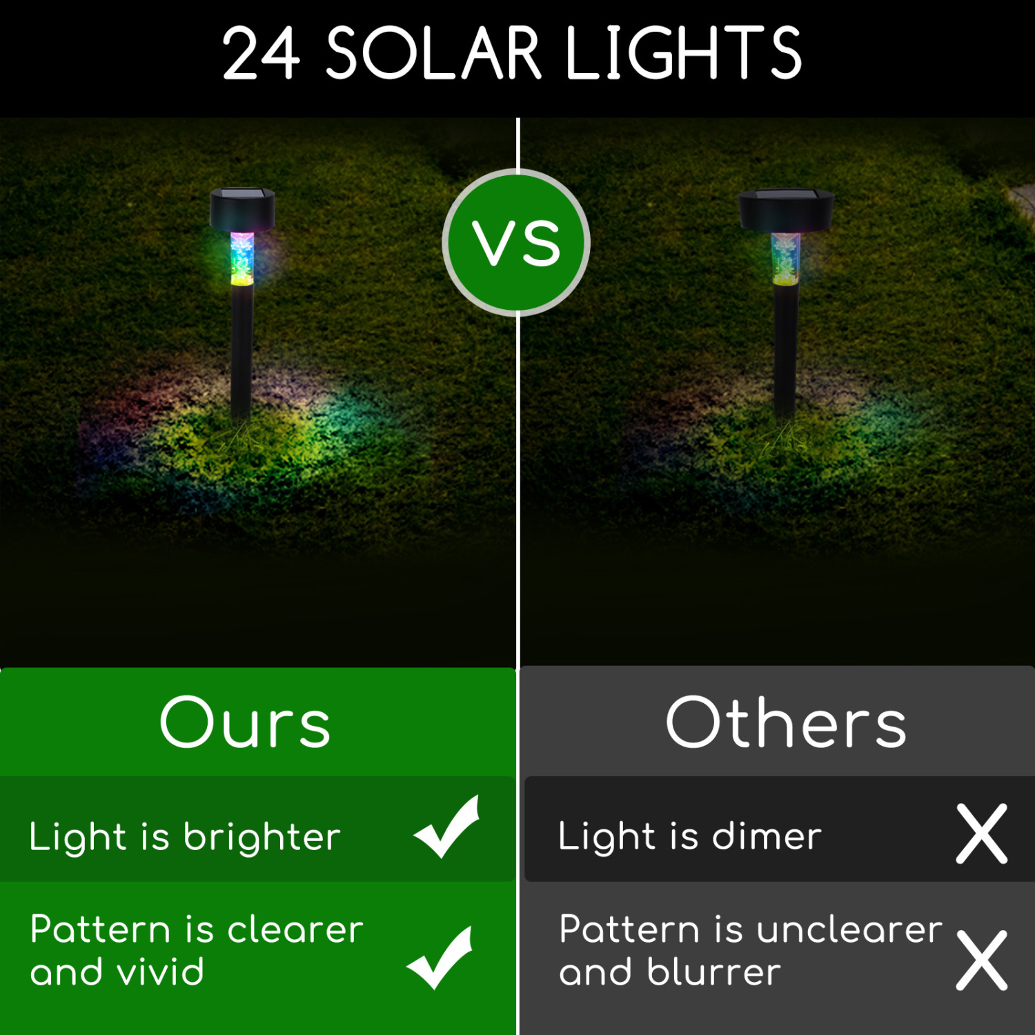 Aigostar 24 pack Lámpara solar para jardín y exteriores, RGB luz de colores, IP44 a prueba de agua. Perfectas para jardín, patios y caminos exteriores