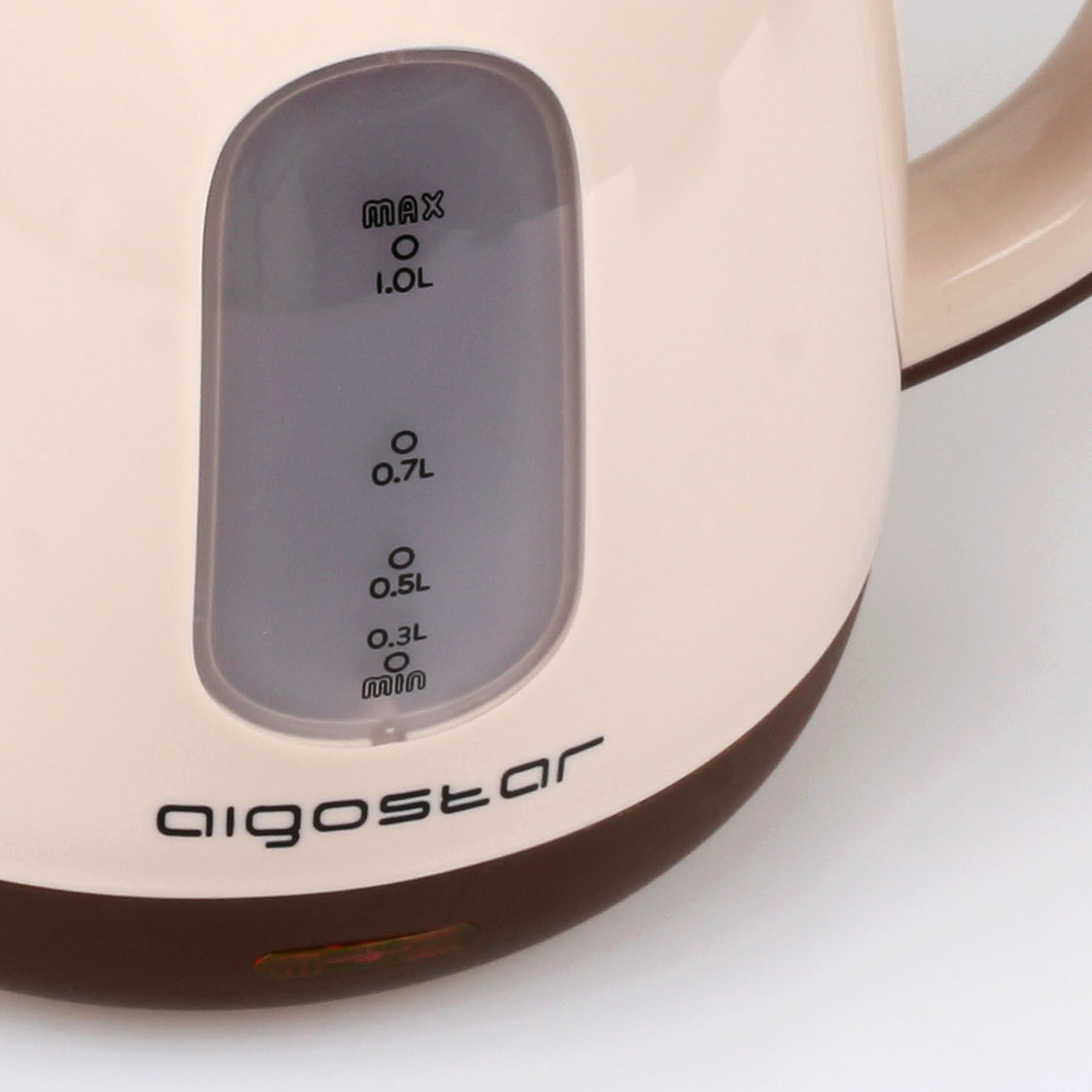 Aigostar Romeo 30HIP - Hervidor de agua compacto de 1 litro de capacidad, libre de BPA y ultra silencioso. Color marrón, 1100W de potencia y sistema de protección contra la ebullición en seco. Diseño exclusivo.