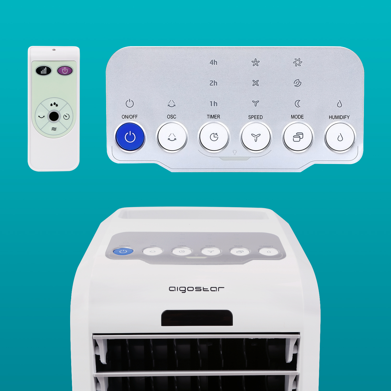 Luftkühler Mobiles Klimagerät Ventilator Klimaanlage Luftbefeuchter  5 Liter Wassertank mit 2 Eisboxen 7h-Timer 55 Watt für 35 m³ - Koud 33JTL （203719）
