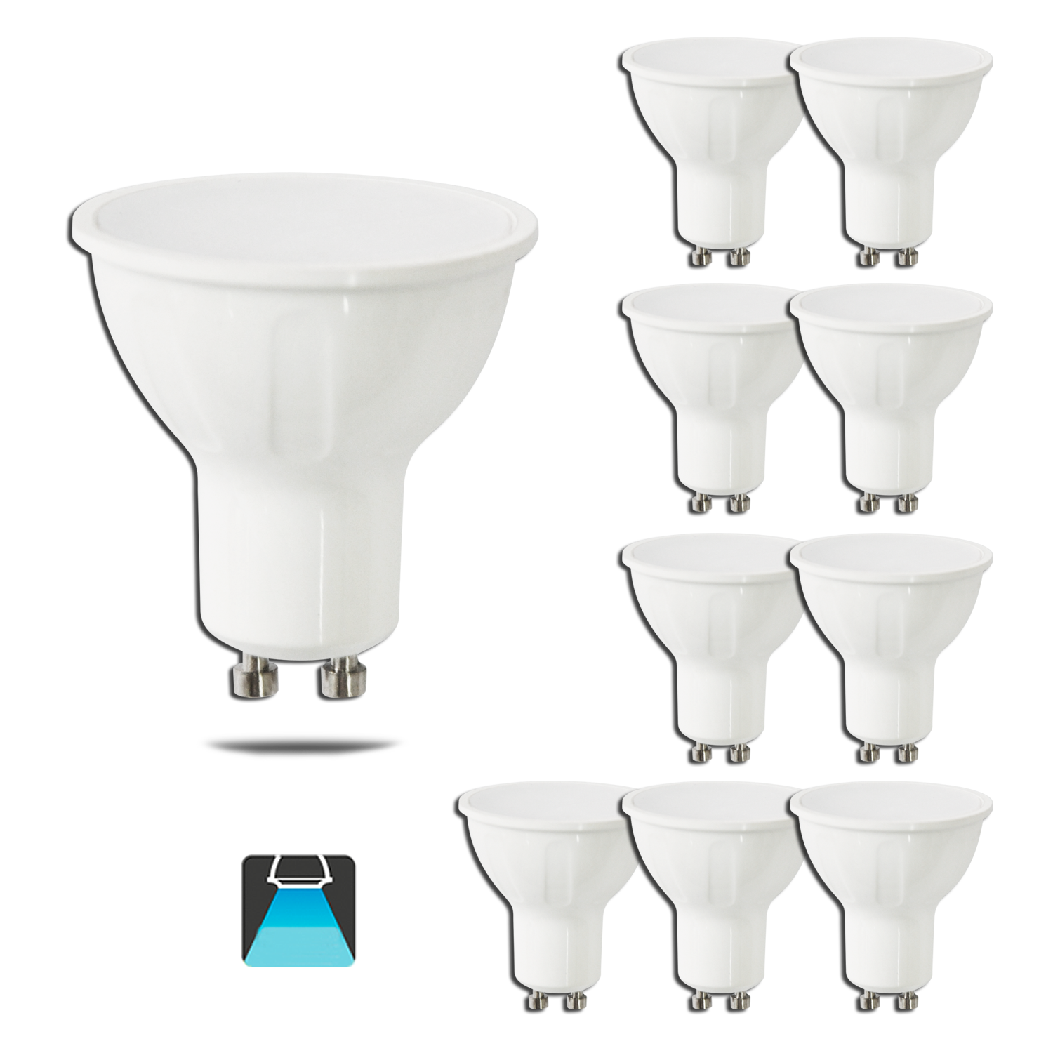 Aigostar - Confezione da 10 Lampadine LED A5 GU10, 6W, 420 lumen, Luce Bianca 6400K [Classe di efficienza energetica A+]